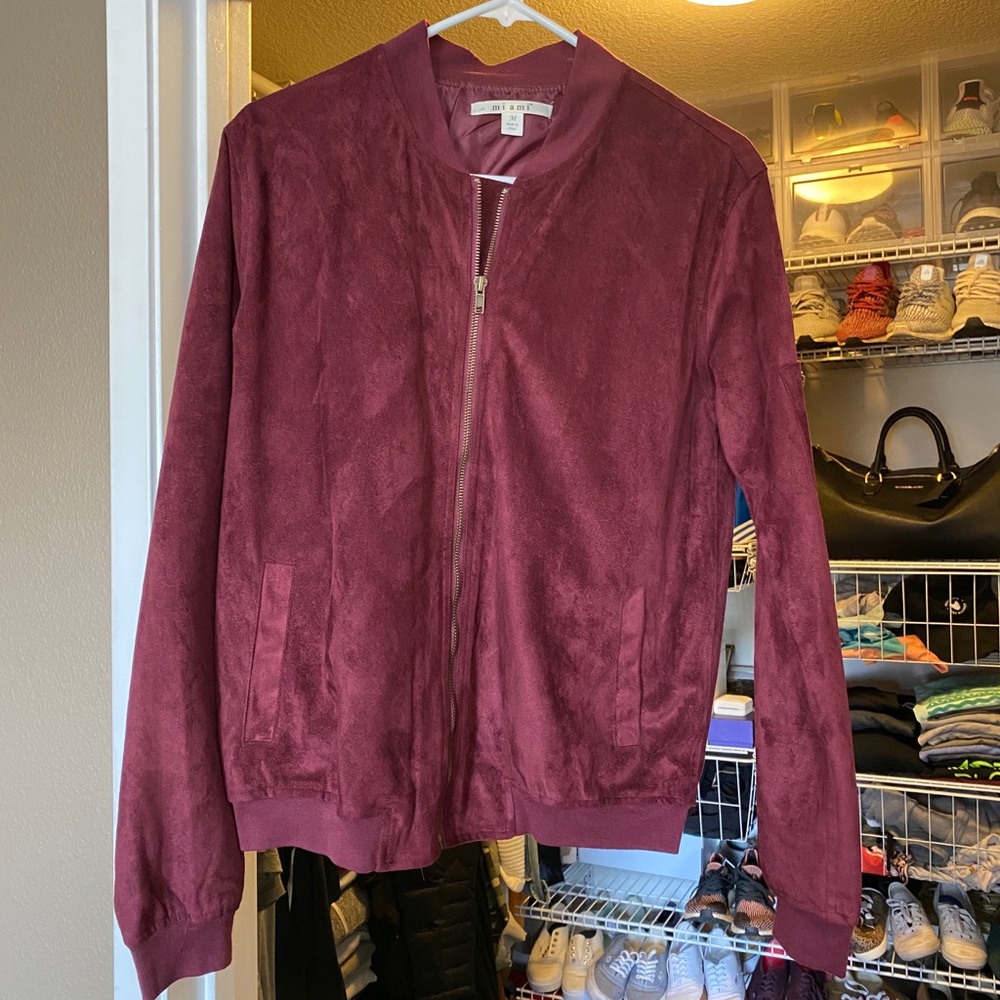 Maroon bomber jacket